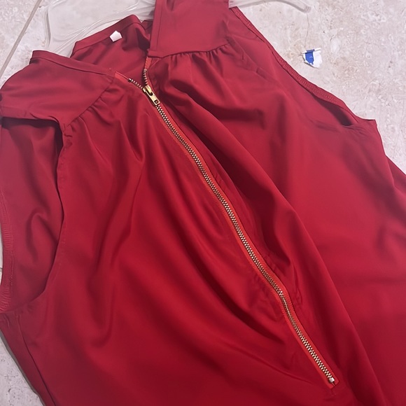 Red, Half zip dressy tank top - Picture 3 of 5